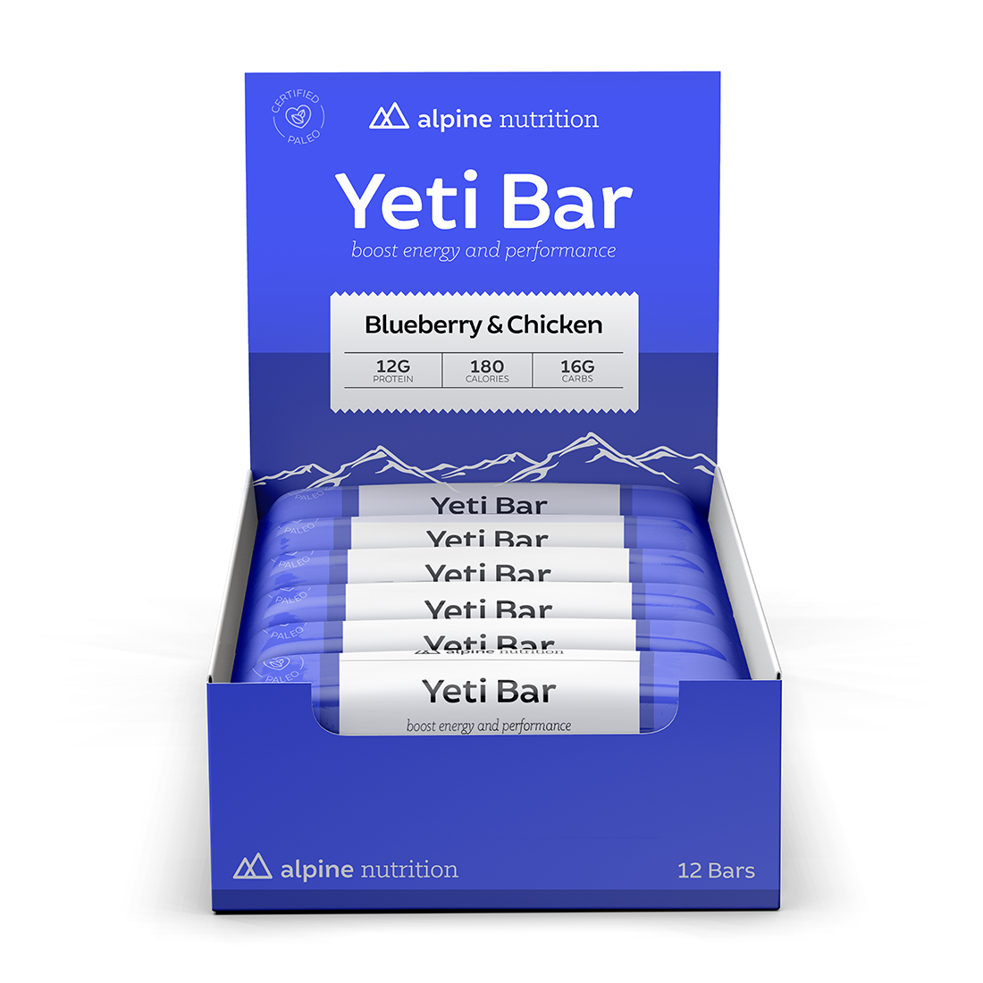 YetiBar Blueberry/Chicken Paleo, 2oz bar 12 Pack