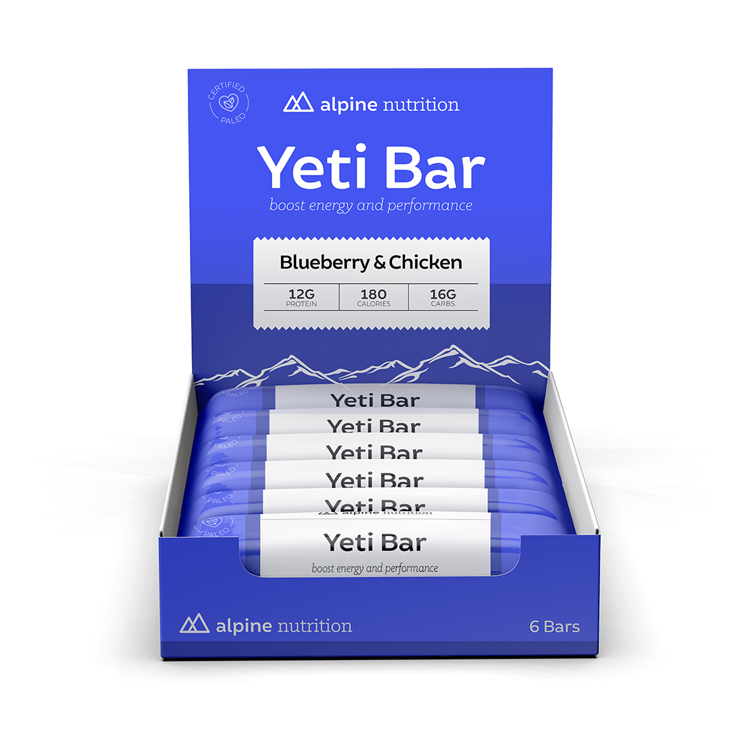 YetiBar Blueberry/Chicken Paleo, 2oz bar 6 Pack