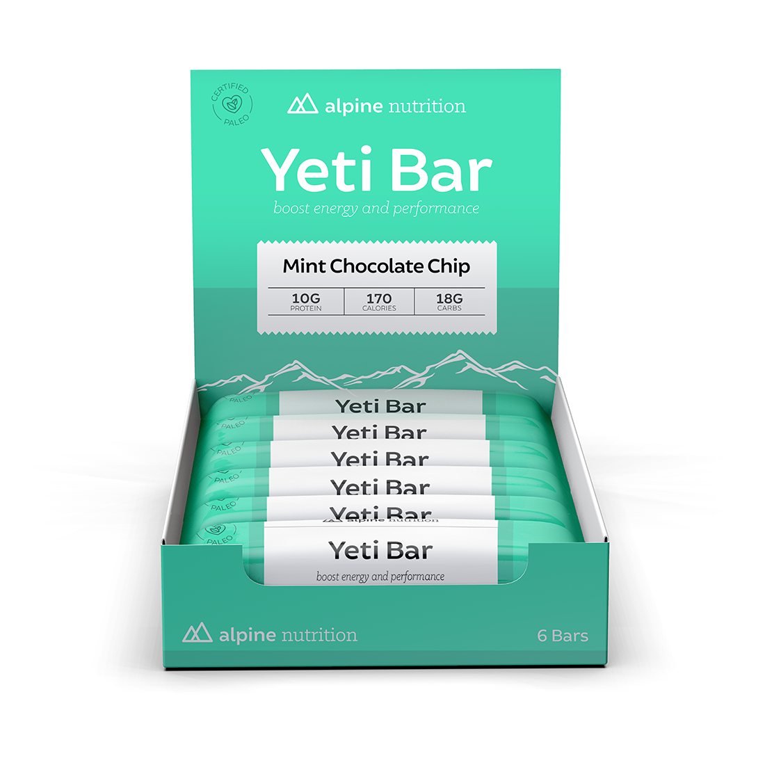 YetiBar Mint Chocolate Chip, 2oz bar 6 Pack