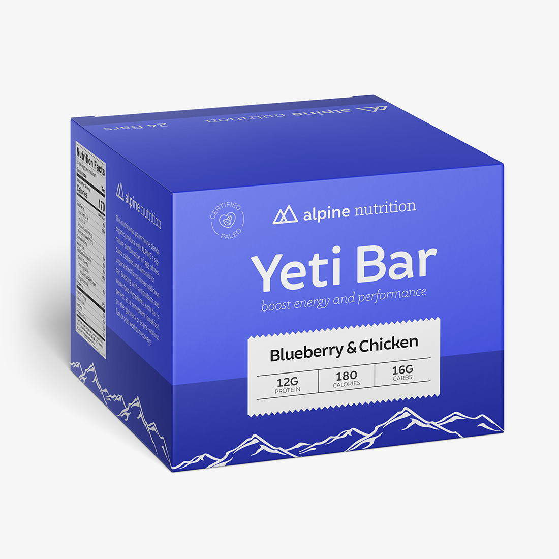 YetiBar Blueberry/Chicken Paleo, 2oz bar 24 Pack (Case)