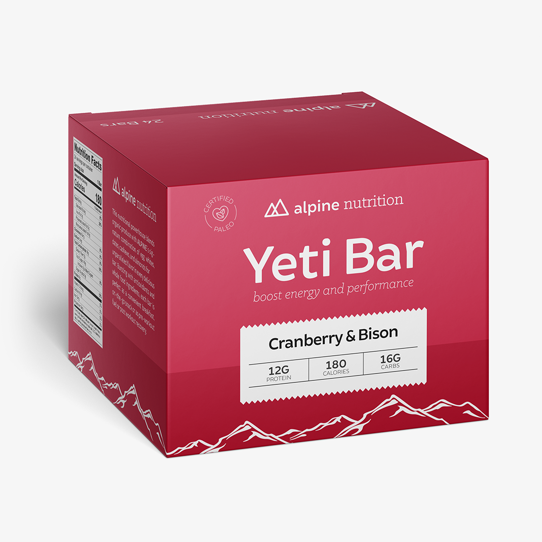 YetiBar Cranberry/Bison Paleo, 2oz bar 24 Pack (Case)