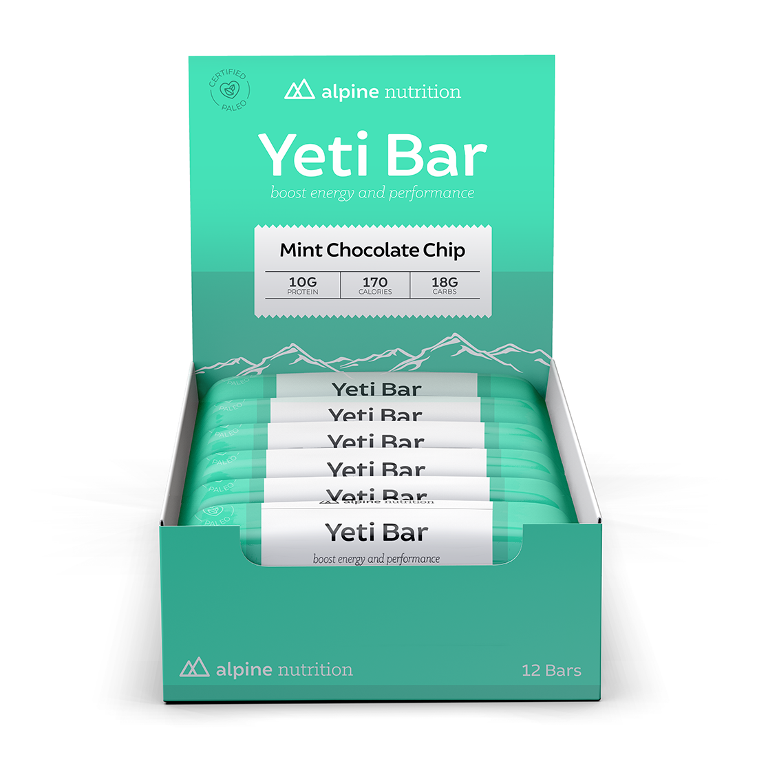 YetiBar Mint Chocolate Chip, 2oz bar 12 Pack